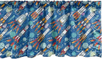 Ambesonne Spaceship Window Valance, Hand-Drawn Cartoon Spaceships Planets and Stars Outer Space Exploration Theme, Curtain Valance for Kitchen Bedroom Decor with Rod Pocket, 42" x 12", Violet Blue