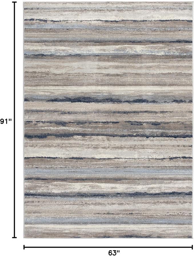 RUG BRANCH Havana 5' x 8' (5'3" X 7'7") Scandinavian Indoor Area Rug, Contemporary, Blue Brown - Living Room, Bedroom, Dining Room, and Kitchen