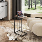 WLIVE Brown Side Table Set of 2, C Shaped End Table Sets, Small Sofa Side Tables Bedroom, Living Room, Home Office, 2-Tier Couch Bedside Table for Small Spaces