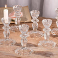 Glass Candlestick Holders Set 6PCS, Clear Taper Candle Holders Bulk, Crystal Tall Candle Holder for Table Centerpieces, Fall, Christmas, Autumn, Thanksgiving Decor