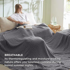 Bedsure Cooling Cotton Waffle Oversized King Blanket - Lightweight Breathable Blankets Rayon Derived from Bamboo for Hot Sleepers, Luxury Throws for Bed and Sofa Dark Grey, 120x96 Inches