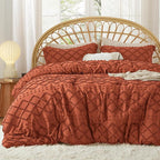 Bedsure California King Comforter Set - Terracotta Comforter, Boho Tufted Shabby Chic Bedding for Kids, 3 Pieces Vintage Farmhouse Bed Set for All Seasons, Fluffy Soft Bedding with 2 Pillow Shams