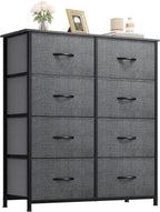 YITAHOME Dresser for Bedroom, Tall Dresser with 8 Drawers, Storage Tower with Fabric Bins, Chest of Drawers for Closet & Living Room - Sturdy Steel Frame, Wooden Top