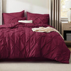 Bedsure Full Size Comforter Sets - Bedding Sets Full 7 Pieces, Pintuck Bed in a Bag Burgundy Bed Set with Comforter, Sheets, Pillowcases & Shams