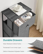 SONGMICS Dresser for Bedroom, Fabric Dresser with 4 Drawers, Metal Frame, Small Chest of Drawers, Gray and Black with Wood Grain ULTS314G22
