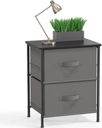 SIMPLE HOUSEWARE 2 Tier Night Stands Dresser for Bedroom Organizer Drawer Storage Tower, Dark Grey