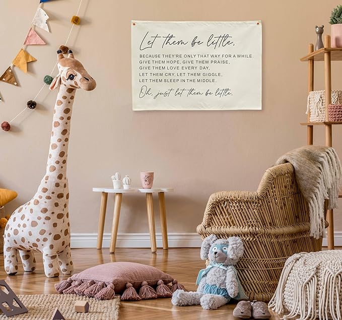 Nursery Rectangular Canvas Banner-Flag Wall Sign for Toddler Boy Girl Kid,Kindergarten Baby Room Above Crib Playroom Reading Room Bedroom Decor-Baby Shower Birthday Christmas Gift-Let Them Be Little