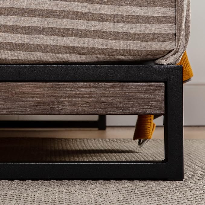 ZINUS Suzanne Bamboo and Metal Platform Bed Frame, 7-Inch Low Profile, Solid Steel Construction, No Box Spring Needed, Wood Slat Support, Easy Assembly, Grey Wash, Queen