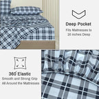 RUVANTI Flannel Sheets Full Size - 100% Cotton Double Brushed Bed Sheets Set, Deep Pockets 16 Inches, All Seasons Breathable & Extra Soft Full Sheets, Warm & Cozy, 4 Piece, Illusion Check