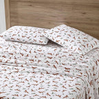 Eddie Bauer- Queen Sheet Set, Cotton Flannel Bedding Set, Brushed for Extra Softness, Cozy Home Décor (Fox Trail Orange, Queen)