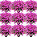 Hoteam 40 Bundles Outdoor Artificial Flowers Plants UV Resistant Outside Faux Flowers Plastic Fake Plants Outdoor Summer Fall Four Seasons Decoration Shrubs Garden Porch, Purple Red