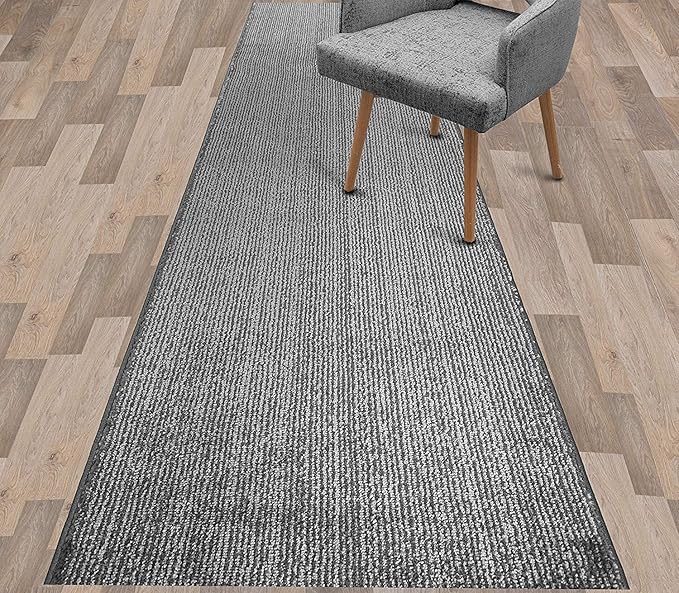 Custom Length Cut to Size Wide Width Carpet Runner Rug for Hallways, Skid Resistant Latex Rubber Backed, 31 inch Wide X Customized Length, Stripe Grey, 31 inch X 15 feet