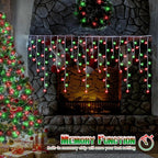 Toodour Red & Green Christmas Icicle Lights, 29.5ft 360 LED Icicle Lights, 8 Modes, 60 Drops, Window Curtain Led Christmas Light, Icicle Twinkle Light for Eaves, Party, Wedding, Xmas Decorations