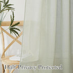 RYB HOME Vertical Linen Curtains Natural Texture - Airy Semi Sheer Drapes with Privacy Assured Modern Farmhouse Style for Living Room Dining Room Kitchen, W 100 inch x L 90 inch, Sage Green, 1 Pc