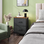 WLIVE Nightstand, 2 Drawer Dresser for Bedroom, Small Dresser with 2 Drawers, Bedside Furniture, Night Stand, End Table with Fabric Bins for Bedroom, Closet, Entryway, Black and Rustic Brown
