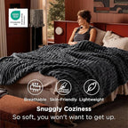 Bedsure GentleSoft Grey Fleece Queen Blanket for Couch - Cozy Soft Blankets for Women, Cute Small Throws for Girls, 90x90 Inches