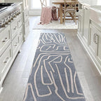 JONATHAN Y Graphic Lines High-Low Runner Rug 2X8 Blue/White, Alcina Modern Scandinavian for Living Room, Bedroom, Kitchen, Easy-Cleaning, High Traffic, Pet-Friendly, Non-Shedding SND102D-28