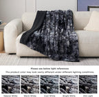 Bedsure GentleSoft Sherpa Fluffy Throw Blanket - Fleece Warm and Cozy Throw for Women Gift, Plush & Fuzzy Faux Fur Christmas Blanket for Couch, Sofa, Bed Decor, Tie Dye Design, Black, 50x60 Inches