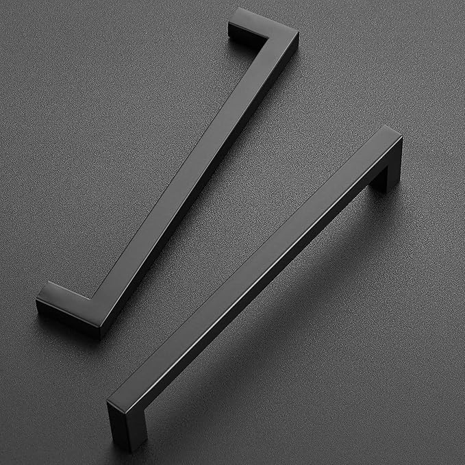 Ravinte 32 Pack Stainless Steel Kitchen Cabinet Handles Matte Black Square Bar Cabinet Pulls Kitchen Drawer Handles Sleek Dresser Drawer Pulls with 7-1/2 inch Hole Centers Flat Black Cabinet Hardware…