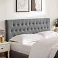 Tufted Upholstered Headboard Twin Size, Solid Wood Head Board with Durable Metal Legs, Adjustable Height Twin XL headboard from 37” to 51” Fabric Headboard in Modern Button Design, Grey