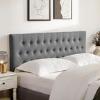 Tufted Upholstered Headboard Twin Size, Solid Wood Head Board with Durable Metal Legs, Adjustable Height Twin XL headboard from 37” to 51” Fabric Headboard in Modern Button Design, Grey