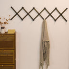 SKOLOO Hat Rack for Wall with 17 Hooks, Solid Wooden, Modern, Expandable Coat Rack Wall Mount for Coats, Hats, Bags, Baseball Caps, Dark Walnut Color