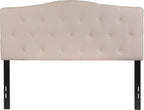 Flash Furniture Cambridge Button Tufted and Diamond Stitched Upholstered Full Size Headboard in Beige Fabric