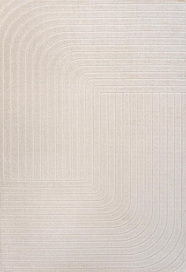 Eyely NCS101A-5 Scandinavian Odense Minimalist Angle Geometric Indoor Area Rug, Modern, Contemporary, Coastal, Bohemian, Bedroom, Kitchen, Living Room, Non Shedding, Ivory/Cream, 5' x 8'