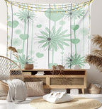 Lunarable Hearts Tapestry, Floral Abstract Striped Background Soft Color Daisies Nature Flourish, Wide Wall Hanging for Bedroom Living Room Dorm, 60" X 40", Mint Green Charcoal Grey