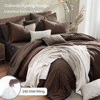Monbix Full Size Comforter Set, Chocolate Brown Bedding Comforter for Full Size Bed Set Reversible, Bedding Sets Full 7 Pieces, Cationic Dyeing Bed in a Bag with Comforter, Sheets, Pillowcases & Shams