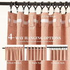 KangBang Light Coral Full Blackout Curtains 72x108 Inches Long Light Blocking Thermal Insulated Back Tab Rod Pocket Curtains for Nursery Hall Large Windows, 2 Panels, Hook Belt Pleated Drapes, Salmon