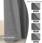 KangBang Grey Blackout Linen Curtains 108 Inches Long, Back Tab Rod Pocket Netural Black Out Curtains, Light Blocking Energy Saving Thick Linen Drapes for Sliding Glass Doors 72Wx108L, 2 Panels