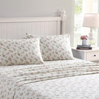 Laura Ashley Home Collection Premium Ultra Soft Cozy Lightweight Cotton Flannel Bedding Sheet Set, Wrinkle, Anti-Fade, Stain Resistant & Hypoallergenic, King, Audrey Pink (201593)