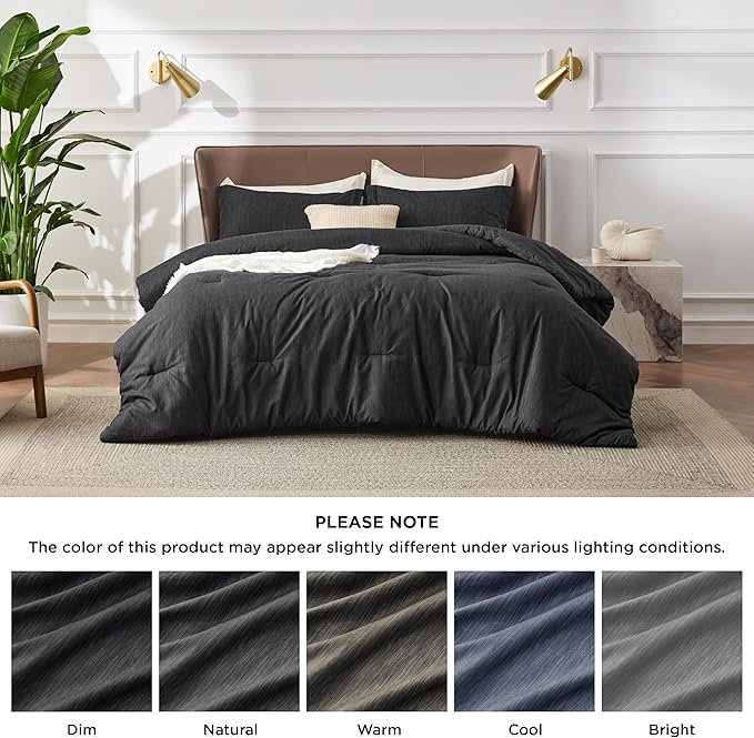 Bedsure Oversized King Comforter Set - Black Soft Bedding for All Seasons, Cationic Dyed Bed Set, 3 Pieces, 1 Oversized King Size Comforter (120"x98") and 2 Pillow Shams (20"x36"+2")