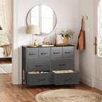 WLIVE Dresser for Bedroom with 8 Drawers, Wide Fabric Dresser for Storage and Organization, Chest of Drawers, Dressers for Living Room, Closet, Hallway, Dark Grey