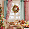 NICETOWN Christmas Window Curtains Set, 2 Pcs W29xL96 Green Sheer + 2 Pcs W40xL96 Gold Foil Stamped for Christmas Home Decoration