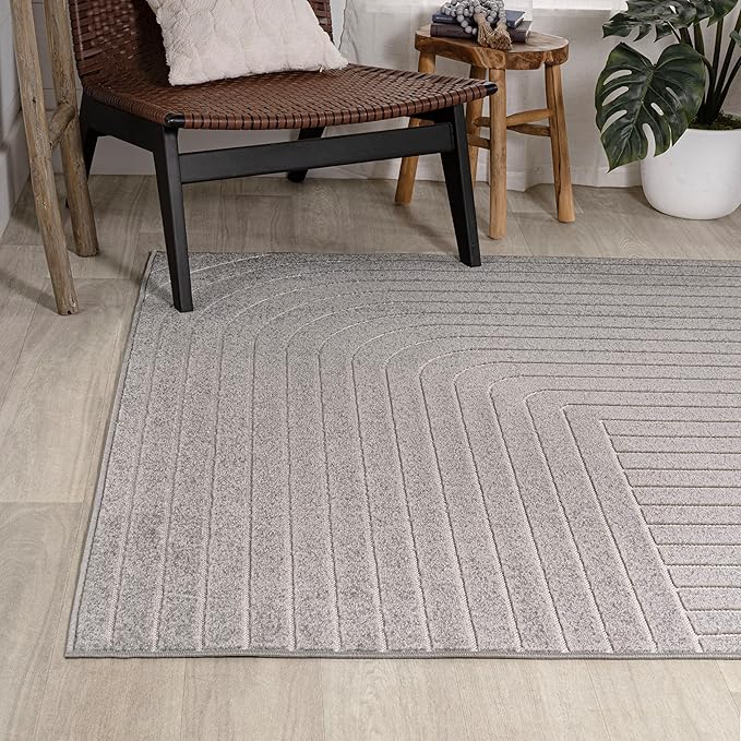 Eyely NCS101B-4 Scandinavian Odense Minimalist Angle Geometric Indoor Area Rug, Modern, Contemporary, Coastal, Bohemian, Bedroom, Kitchen, Living Room, Non Shedding, Gray/Ivory, 4' x 6'