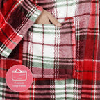 Catalonia Wearable Fleece Blanket with Sleeves and Foot Pockets for Adult Women Men, Micro Plush Comfy Wrap Sleeved Throw Blanket Robe Large, Red Plaid