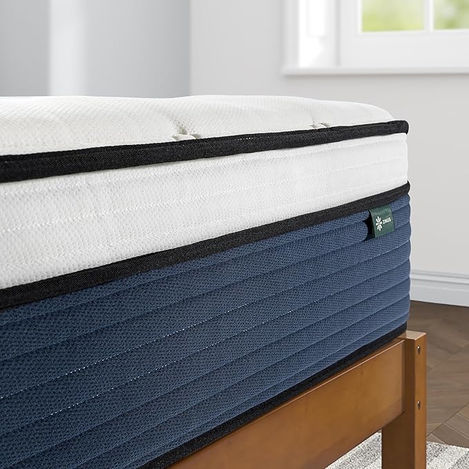 ZINUS 12 Inch Comfort Support Hybrid Mattress [New Version], King, Fiberglass Free, Medium Plush, Motion Isolation, Certified Safe Foams & Fabric, Mattress in A Box