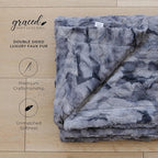 GRACED SOFT LUXURIES Large Throw Blanket Super Soft Comfy Warm Elegant Cozy Faux Fur for Home, Sofas, Couches, Beds, Chairs (Large 50" x 60", Marbled Gray)