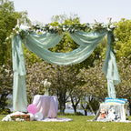 NICETOWN Voile Sheer Scarf Valances for Windows, 216" Extra Long Window Dressings for Anniversary/Wedding Design, Sage Green, 60" Wide, 2 Pieces