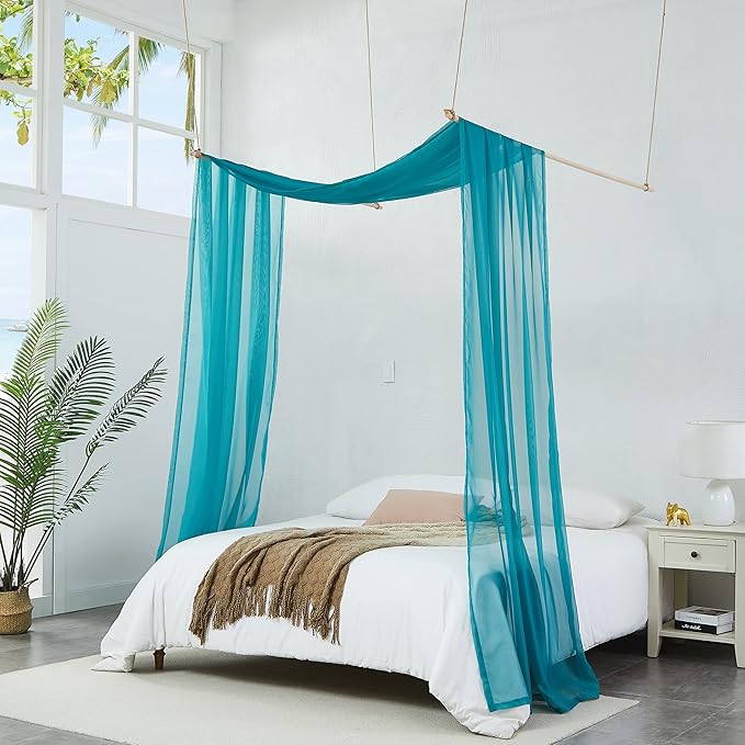 Warm Home Designs Standard Length Green Teal Sheer Window Scarf. Valance Scarves are 54 X 144 Inches. Great As Wedding Arch Draping Fabric, Bed Canopy Or for Decorative Project. AM Teal 144"