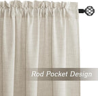 RYB HOME Living Room and Dining Room Curtains and Drapes Linen Sheer, Light Filtering Curtains 95 inches Long, Weave Textured/Rod Pocket, Cream Colored, W 52 x L 95 inches, 2 Panels Set