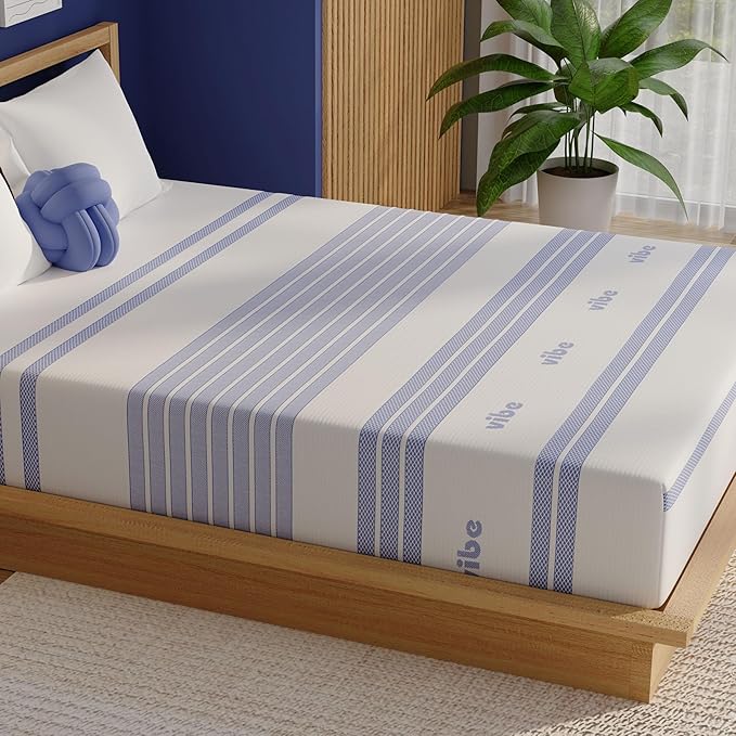 Vibe Gel Memory Foam Mattress, Fiberglass Free 10-Inch CertiPUR-US Certified Bed-in-a-Box, Full, White