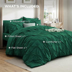 Bedsure California King Comforter Set - Bed in a Bag Cal King Bedding Set 7 PCS, GentleSoft™ Pintuck Bed Set Gift for Family, Pinch Pleat All Season Comforter with Sheets, Pillowcases & Shams