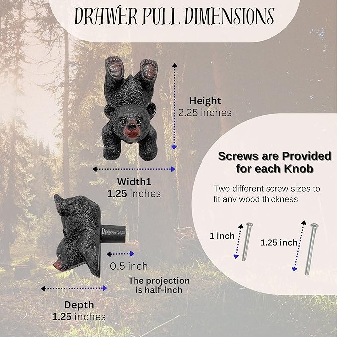 BestGiftEver Black Bear Drawer Pull and Cabinet Knob - Rustic Decor Dresser Hardware, Ideal for Mountain, Cabin, Lodge or Woodland Home Decorations with Wildlife Charm (Handstand Playing Bear)