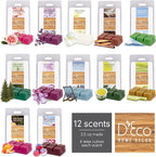 D'Eco Floral Scented Wax Melts - 12 Ct Variety Pack Home Fragrances- Long Lasting Scented Tarts for Warmers- Rose, Pine, Winter Berry, Lavender, Linen, & Nature Scents- Holiday Xmas Must Have Gift Set