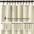 KangBang Ivory Cream Blackout Linen Curtains 84 Inches Long 2 Panels Set, Pinch Pleated Thermal Insulated Drapes Back Tab Baby Sleep Friendly Window Treatments Buttermilk, 52Wx84L.
