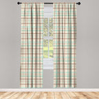 Ambesonne Plaid Window Curtains, Scottish Country Style Tartan with Abstract Design Diagonal Striped Lines, Lightweight Decor 2-Panel Set with Rod Pocket, Pair of - 28" x 84", Mint Green