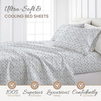 Linen Market Double-Brushed Patterned Microfiber California King Sheet Set 4 Piece – OEKO-TEX Certified Ultra Soft & Wrinkle-Free - 16" Deep Pocket Sheets Easy Care Cal-King Size - Burst of Vines Navy
